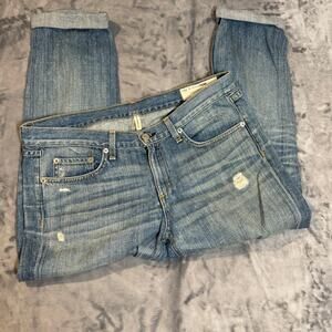 Rag & Bone boyfriend style jeans sz 28‎ Ripped Cuffed, cotton, natural fabric